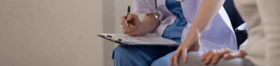 Patient undergoing a health assessment