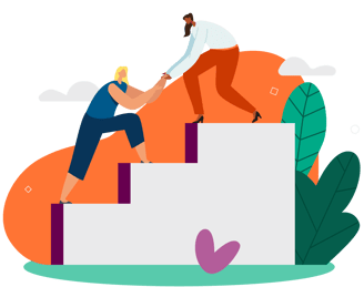 Support us - an illustration of one person helping another